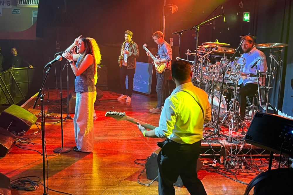 The Gardiner and Theobald band in the early slot - first up on the night The Gardiner and Theobald band in the early slot - first up on the night